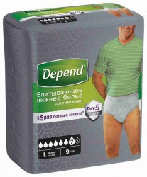 Белье нижнее для мужчин, Depend (Депенд) р. L №9 норм